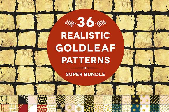 36 Gold Leaf Patterns Super Bundle preview 6
