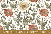 Seamless Set Flowers Poppy Poppies, a Pattern Graphic by Vintage (Thumbnail 1 of 11)