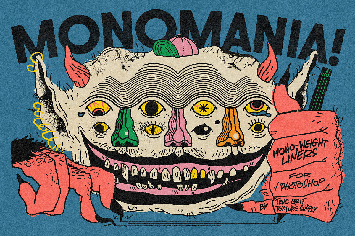 Monomania Liners for Photoshop, a Brush Add-On by True Grit Texture Supply (Photo 1 of 7)
