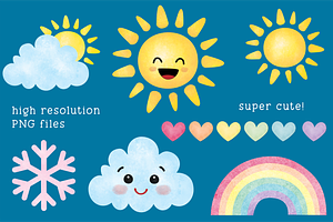 Cute Weather Emoji Cliparts