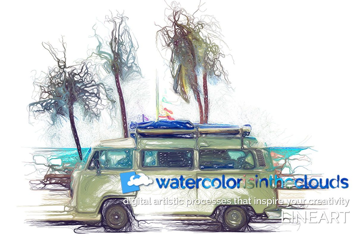 Watercolor is in the clouds LINEART preview 5