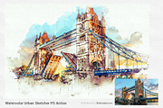 Watercolor Urban Sketcher PS Action, an Action Add-On by SlideSalad (Thumbnail 8 of 21)