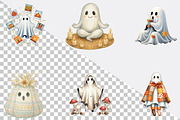 Boho Fall Halloween Ghost  Clipart B, an Illustration by SVGArt (Thumbnail 2 of 8)