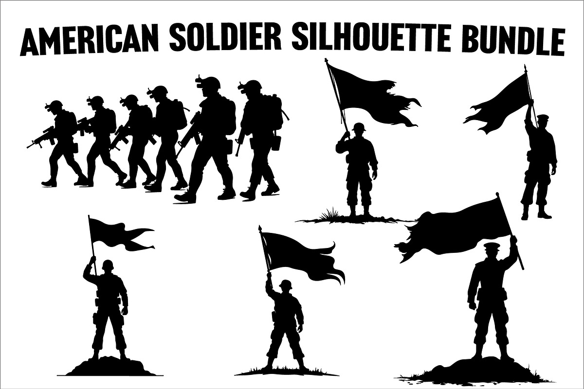 Combat Soldier Silhouettes Bundle, an Illustration by Creativeshirt (Photo 1 of 7)