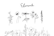 Minimal line flower botanical doodle, a Decorative Illustration by MooBeer (Thumbnail 3 of 8)