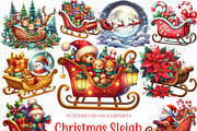 Christmas Sleigh Sublimation Clipart, an Illustration by Craft Nest (Thumbnail 1 of 6)