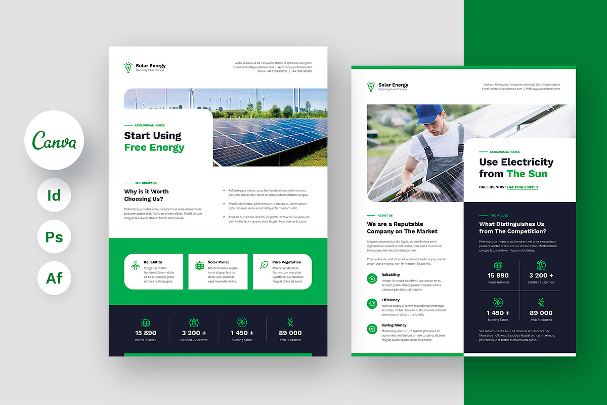Solar Energy Renewable Flyer Canva, a Flyer Template by artbart (Photo 1 of 9)