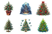 Watercolor Christmas Tree Clipart, an Illustration by SinaCreation (Thumbnail 4 of 7)