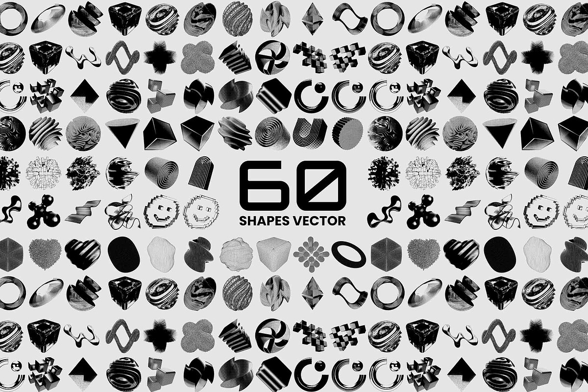 3D V3CTORS - 60 Vector Shapes, an Object Graphic by assetpro.design (Photo 3 of 13)