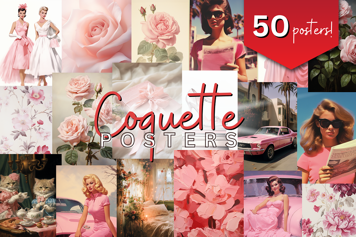 50 Girl Coquette Posters, a Poster Template by mkStudioLab (Photo 1 of 3)
