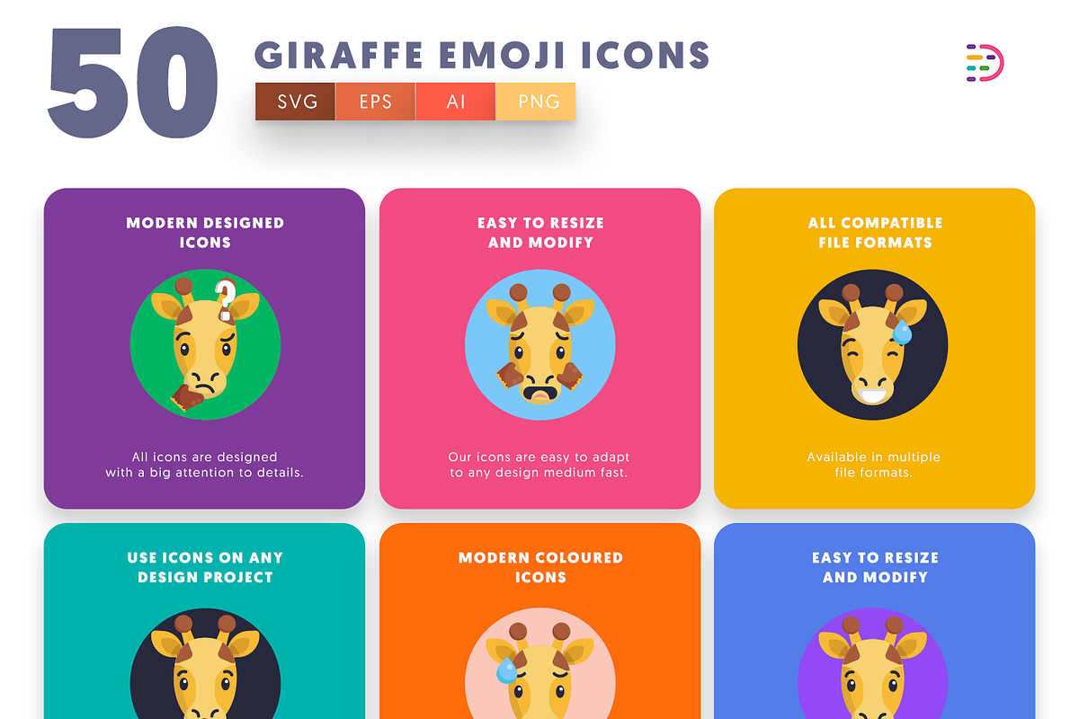 50 Giraffe Emoji Icons, an Emoji Icon by Dighital (Photo 6 of 10)