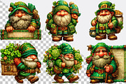 St. Patrick's Day Gnomes Clipart, an Illustration by SVGArt (Thumbnail 2 of 7)