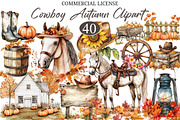 Watercolor Cowboy Autumn Clipart, a Seasonal Illustration by designcity5 (Thumbnail 1 of 5)