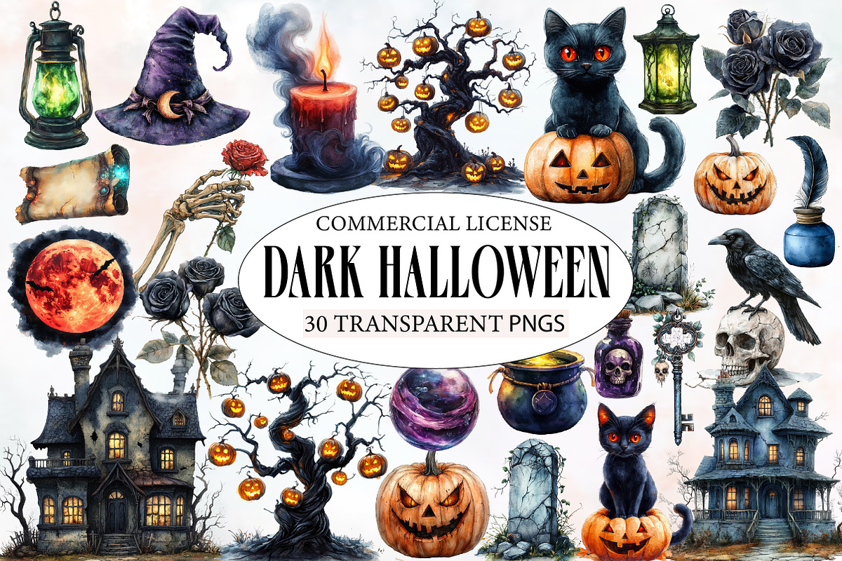 Dark Halloween Sublimation Clipart, an Illustration by Designworld (Photo 1 of 5)