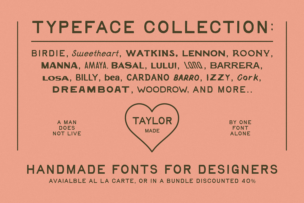 Handmade Typeface Collection, a Font by Taylor Penton (Photo 1 of 2)
