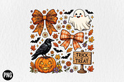 Preppy Coquette Halloween Ghost PNG, a Seasonal Illustration by CraftArtStudio (Thumbnail 1 of 4)
