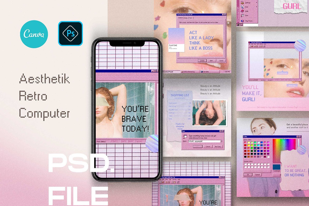 Aesthetik Canva & PS Retro Insta, a Social Media Template by Dirtytemp Studio (Photo 1 of 5)