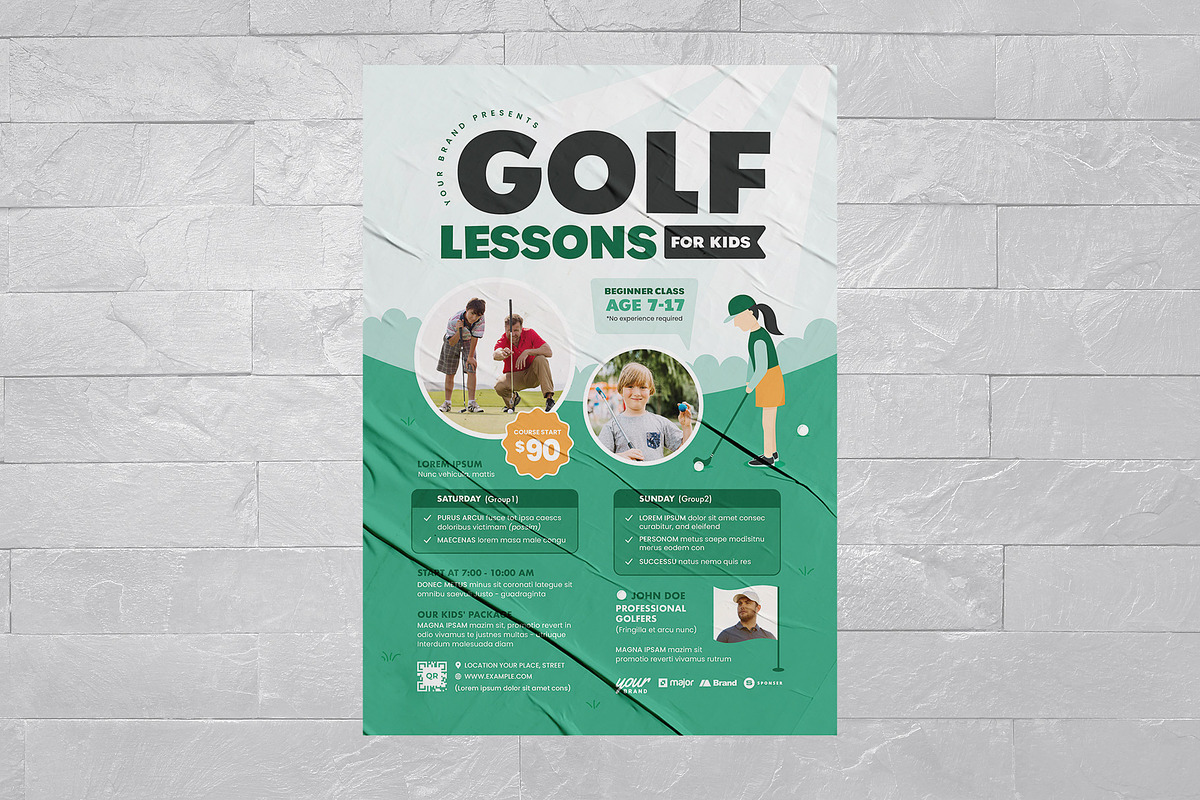 Kids Golf Lessons Flyer, a Flyer Template by BrandPacks