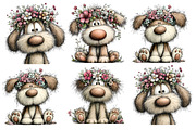 Whimsical Floral Dog Clipart Bundle, an Illustration by GatewayDesign (Thumbnail 2 of 5)