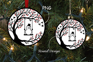 Christmas Snowman Swing Ornament, a Seasonal Illustration by CrexoraLab
