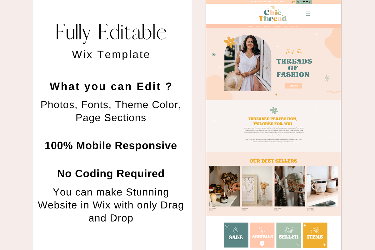 Boho Wix Website Store Template, a Wix Template by AdvertFox (Photo 3 of 9)