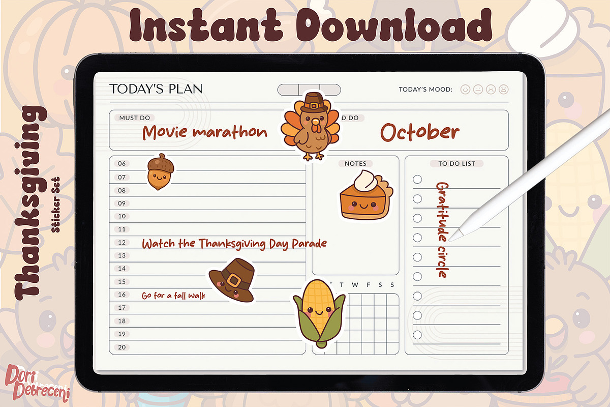 Cosy Thanksgiving Sticker Set, a Graphic by Dori Debreceni draws (Photo 2 of 4)