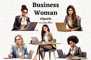 Business Woman with Laptop PNG