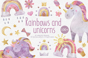 Rainbows and unicorns clipart