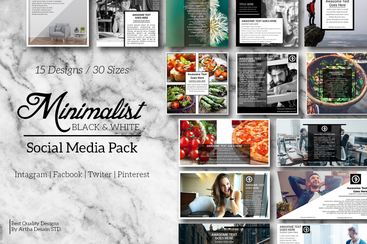 Black & White Social Media Pack, a Social Media Template by Artha Desain (Photo 1 of 5)