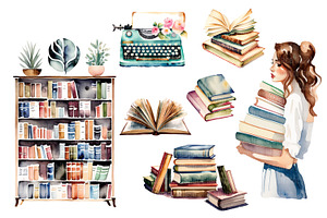 Books Clipart, Booklover PNG