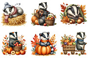 Autumn Cute Badger Watercolor Clipar, an Illustration by DreamArtGraphic (Thumbnail 2 of 5)