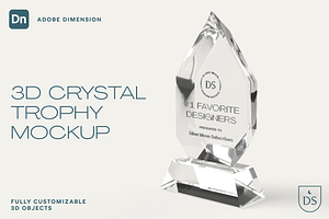 3D Crystal Trophy Mockup