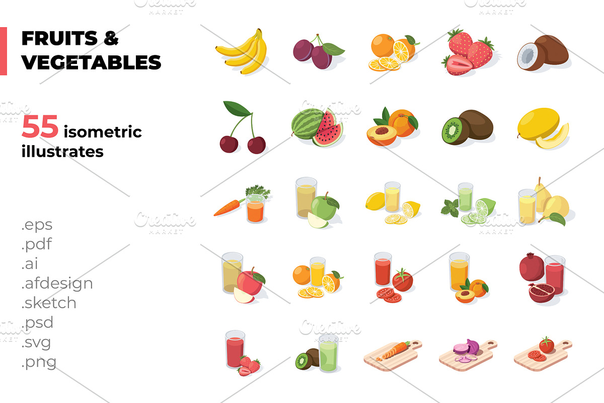 Fruits & Vegetables icons, a Food Illustration by AIWD (Photo 2 of 2)