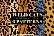 WILD CATS: animal print, a Pattern Graphic by Elliko shop (Thumbnail 1 of 7)
