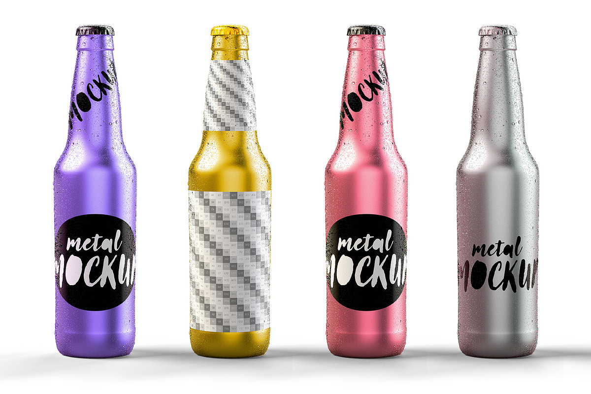 Metallic Bottle Mockup Silver & Gold, a Packaging Mockup by LESZ Design (Photo 3 of 4)