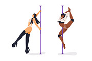 Sexy dancers perform pole dance set, a Person Illustration by Good Studio (Thumbnail 5 of 7)
