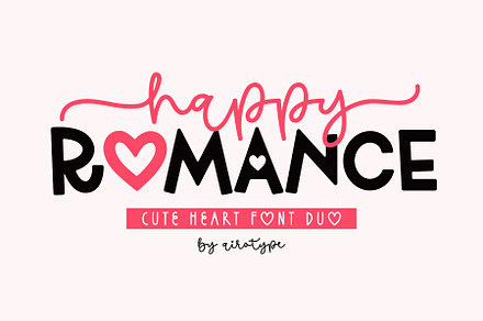 Happy Romance - Cute Heart Font Duo, a Handwritten Font by Airotype