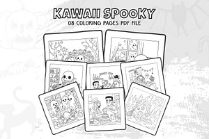 Cute Halloween Coloring Pages, an Illustration by DesignDevisers