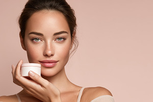 Girl holding skin care cream in hand, a Photo by Beautiful things