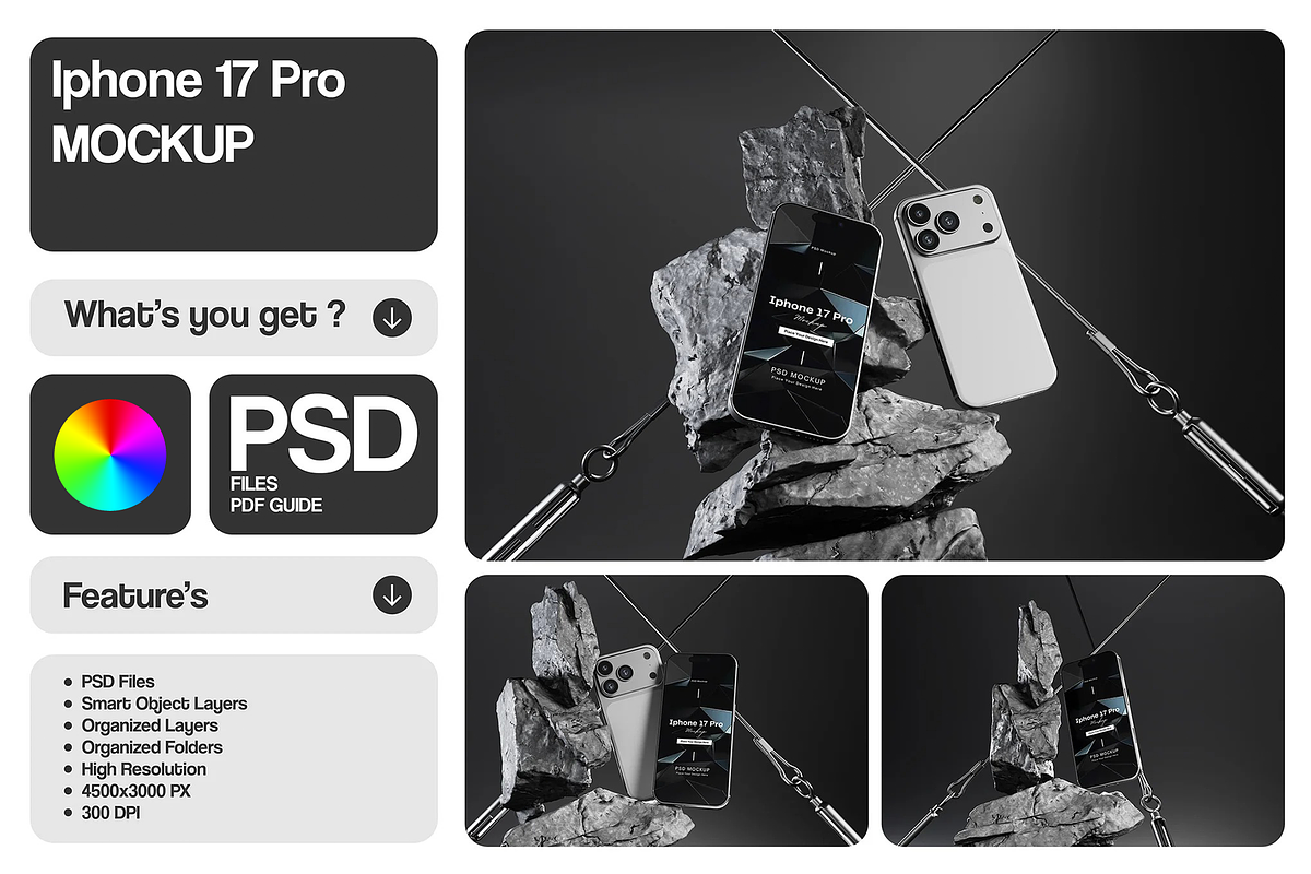 52 iphone 17 Pro, Pro Max Mockup Set, an iPhone Mockup by Custom.scene (Photo 7 of 17)