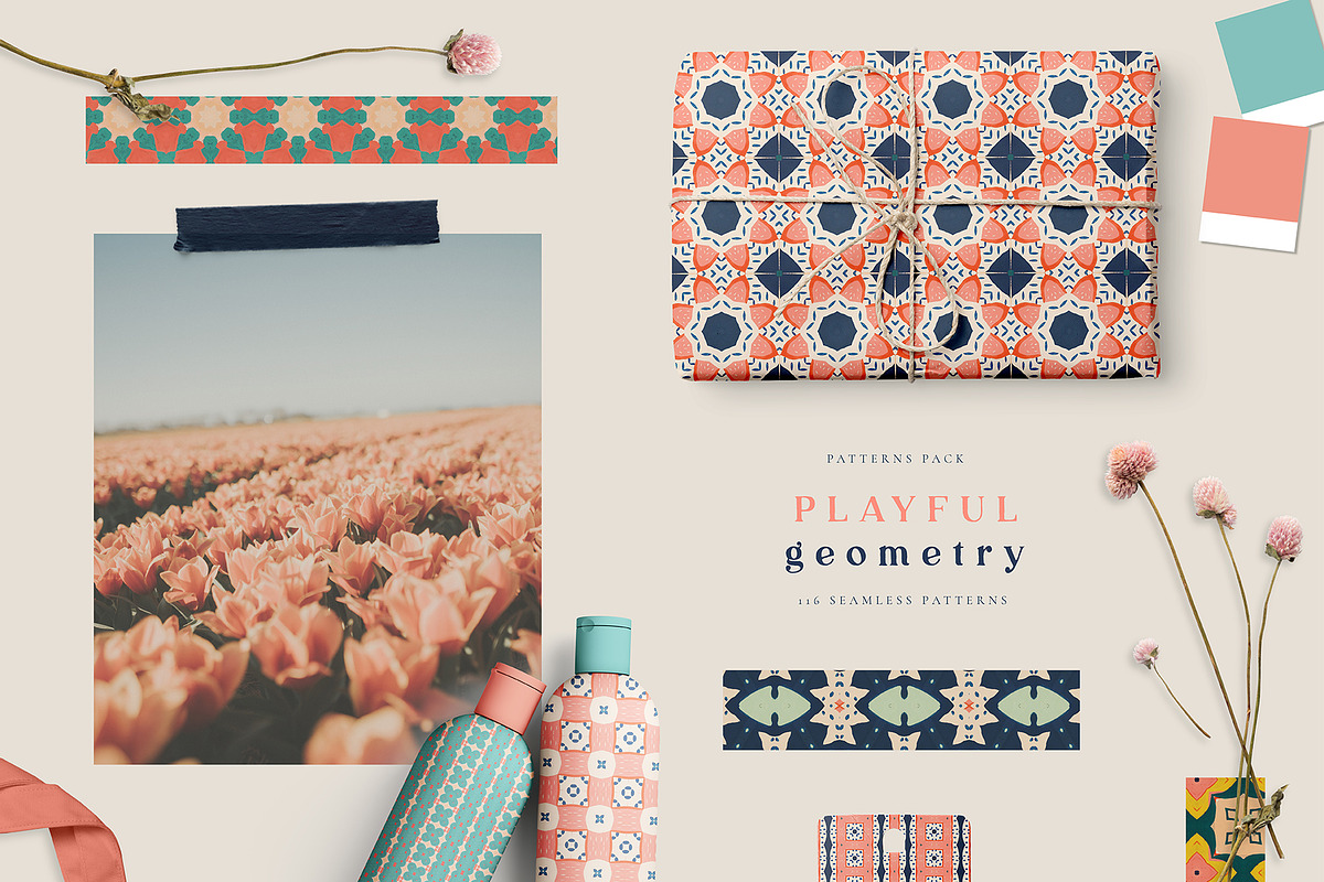 Playful Geometry Seamless Patterns, a Pattern Graphic by Julia Dreams (Photo 2 of 16)
