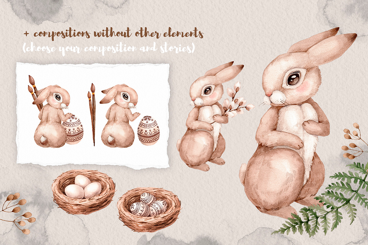 Easter Bunnies. Watercolor forest, an Animal Illustration by Alamella (Photo 6 of 12)