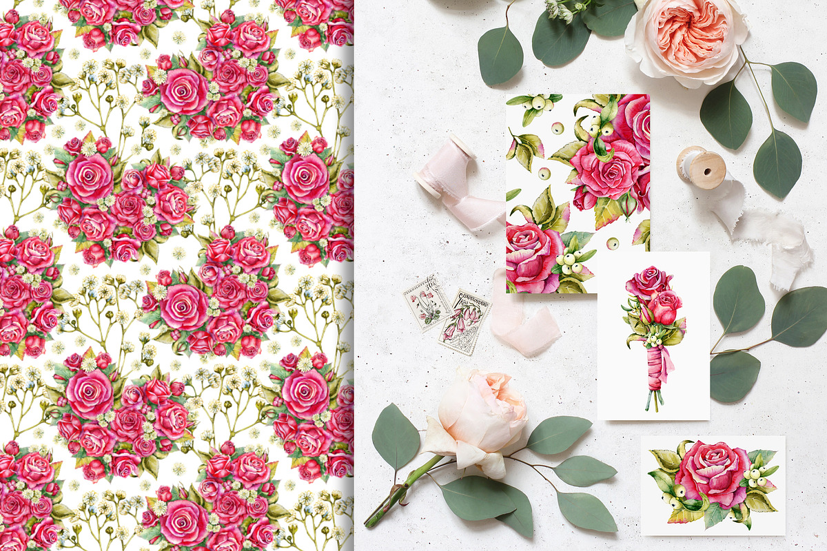 Red roses, floral watercolor set, an Illustration by Artmanata (Photo 11 of 16)