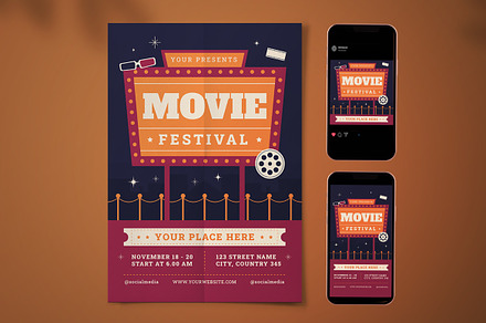 Movie Festival Flyer Set, a Flyer Template by Pitchlook.Studio