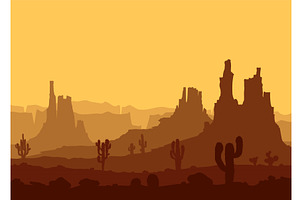 Desert landscape witn huge rocky, an Illustration by MSA-Graphics