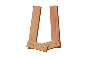 Wooden alphabet font, symbol U, an Object Illustration by the8monkey