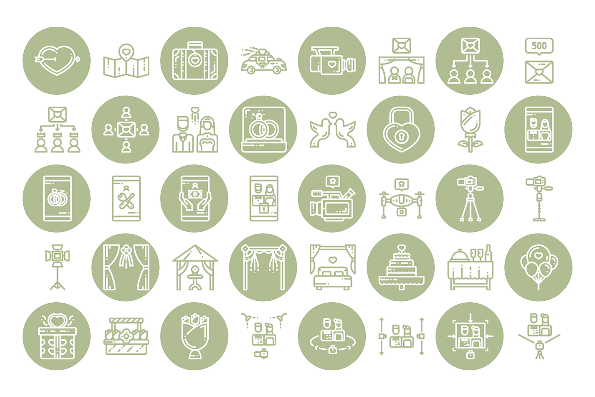 240 Wedding Icons, an Outline Icon by Berkah Studio (Photo 4 of 6)