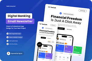 Digital Banking Email Newsletter, an UI Kit Template by SquidPixey