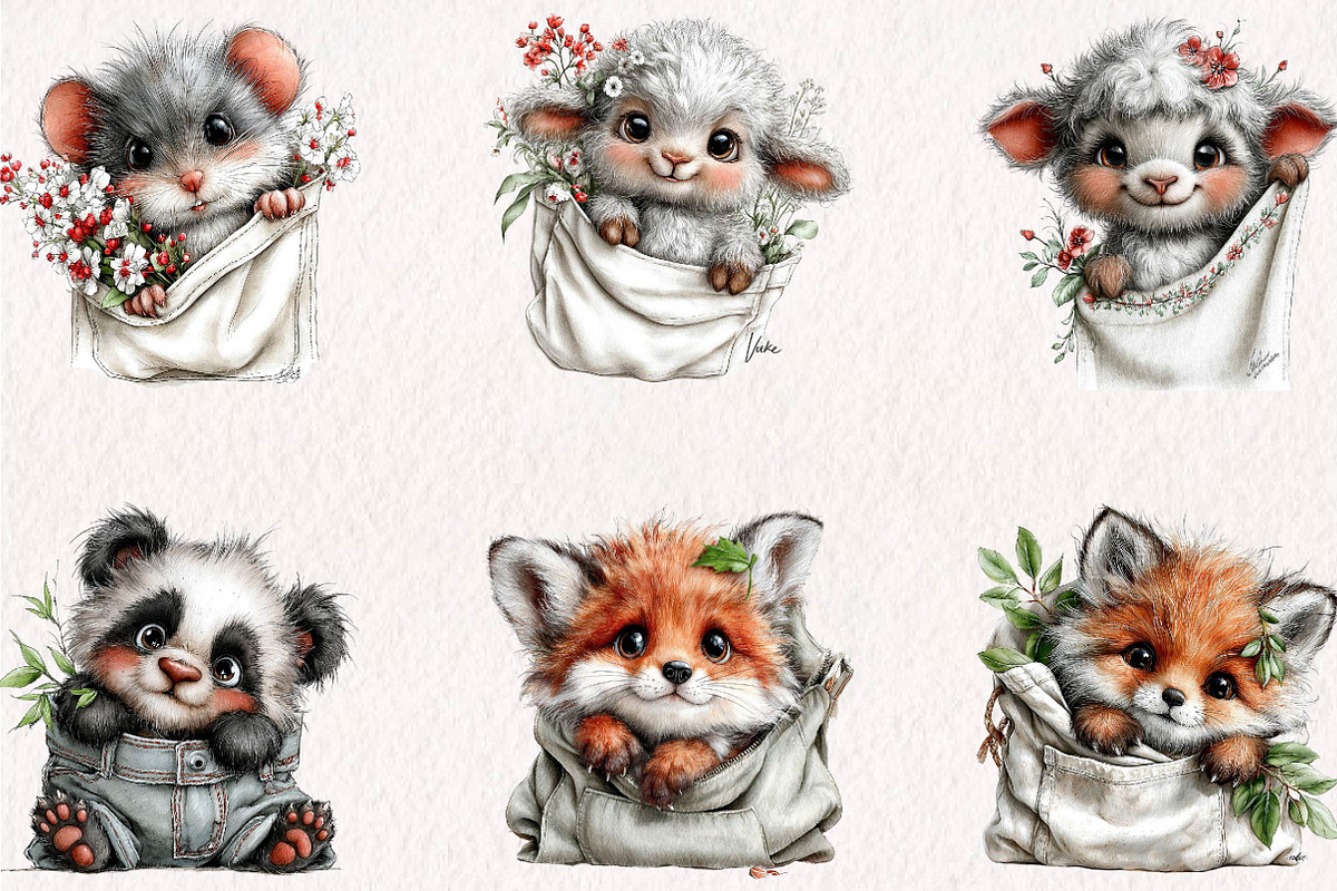 Whimsical Pocket Character Posters, a Seasonal Illustration by CreationArt (Photo 4 of 7)