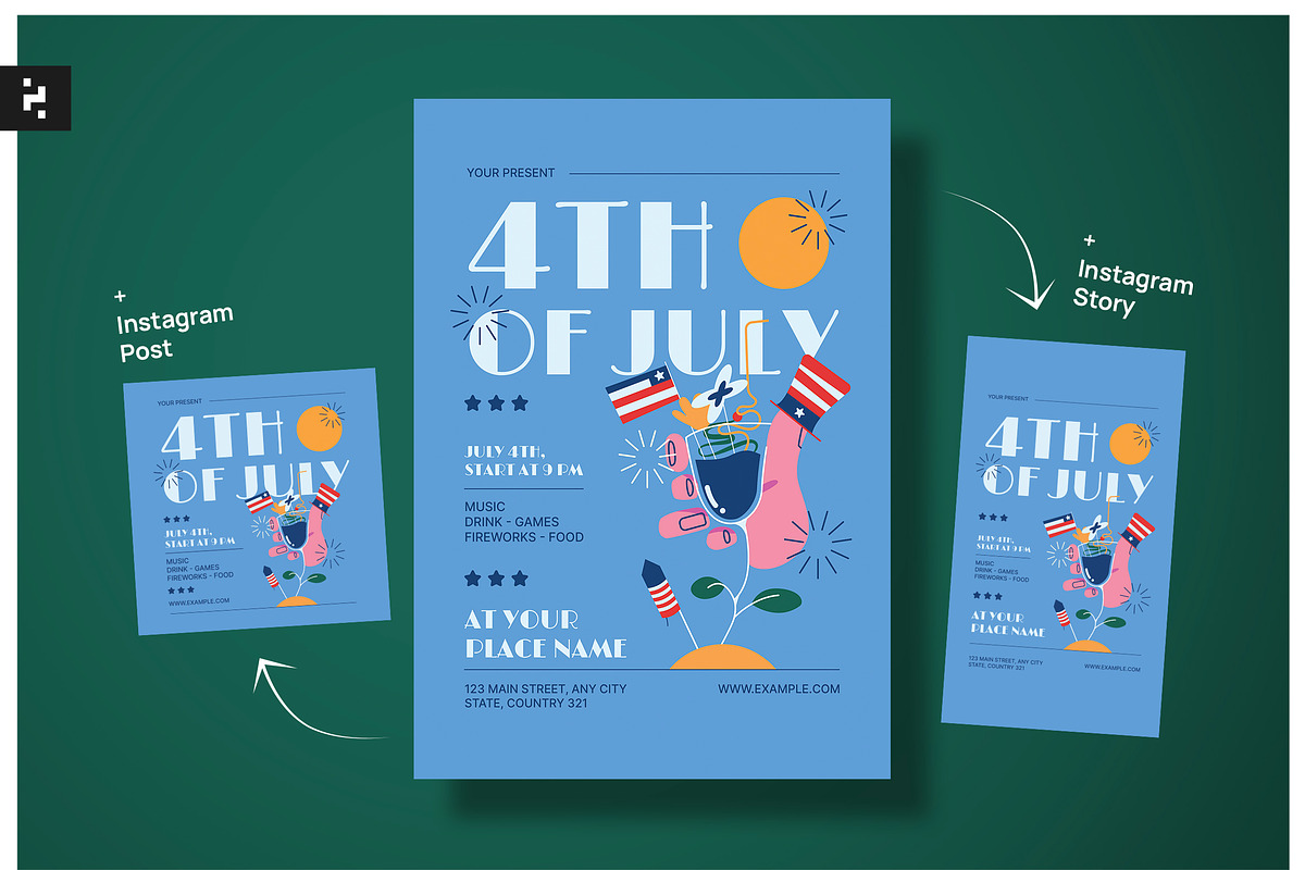 Blue Creative 4th of July Flyer, a Flyer Template by Neermana (Photo 1 of 4)